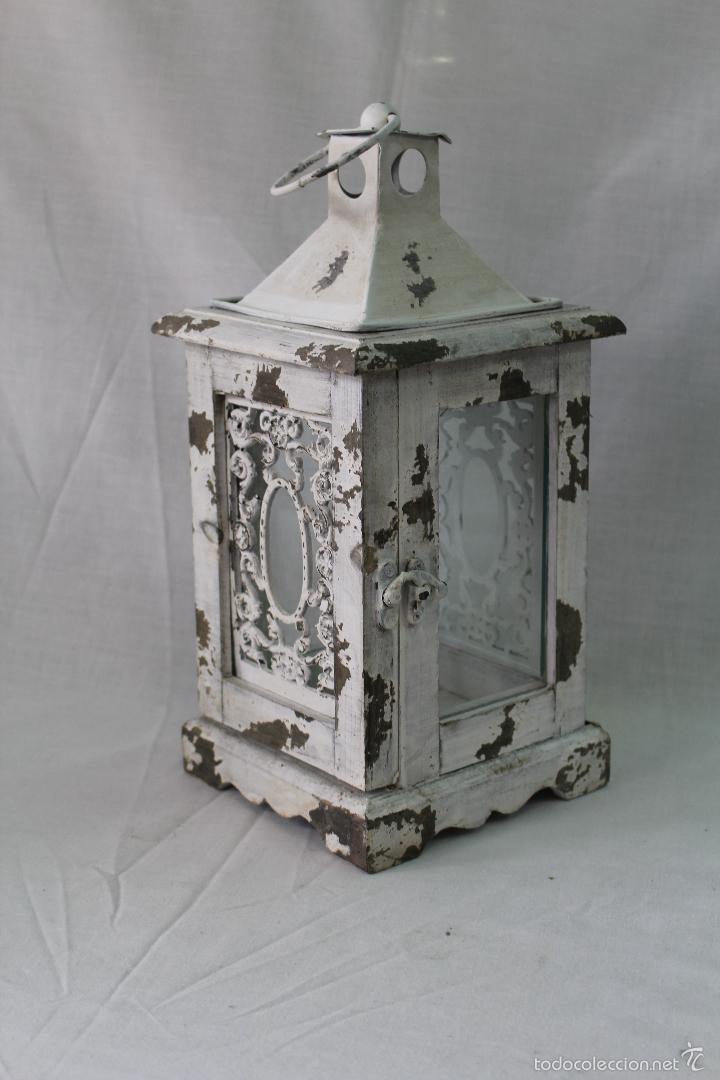 Vintage: farol en madera metal y cristal - Foto 2
