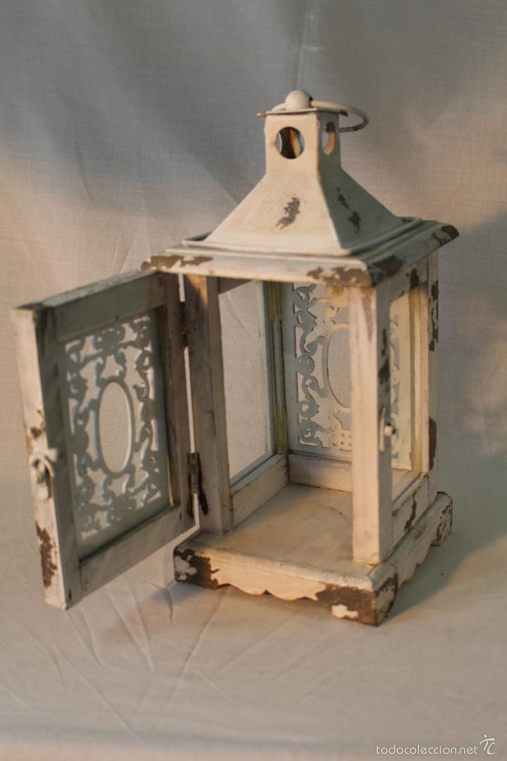Vintage: farol en madera metal y cristal - Foto 5