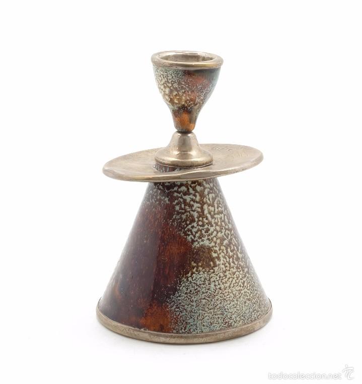 Vintage: CANDELABRO EN PLATA Y ESMALTE A&Ntilde;OS 70 - Foto 1
