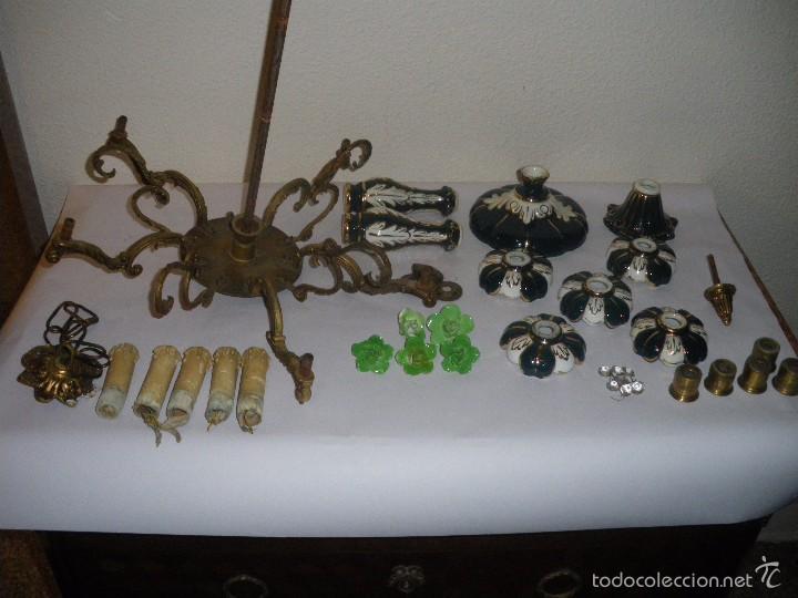 Vintage: L&aacute;mpara de bronce y cer&aacute;mica estilo capodimonte - Foto 1