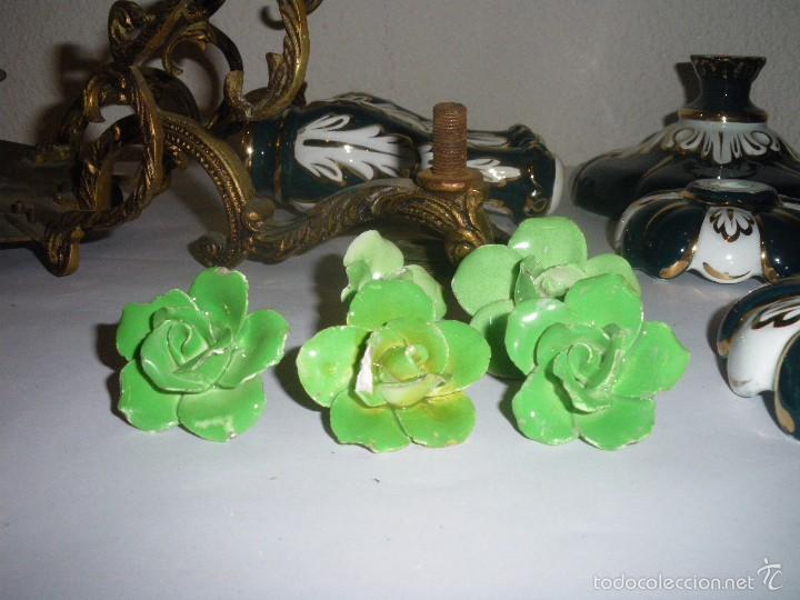 Vintage: L&aacute;mpara de bronce y cer&aacute;mica estilo capodimonte - Foto 5