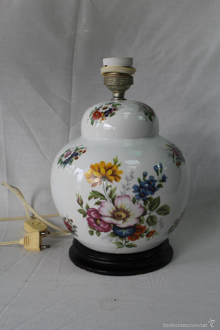 Vintage: lampara de mesa jarron en porcelana - Foto 1