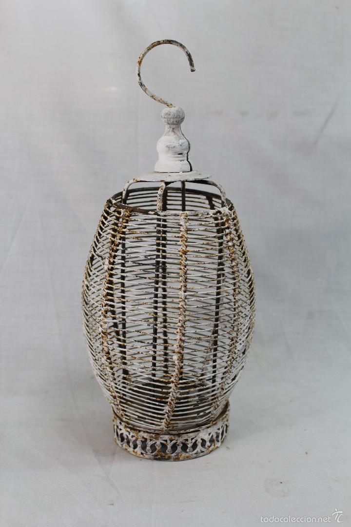 Vintage: farol repintado en madera y alambres - Foto 2