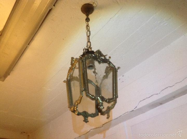 Vintage: Farol Bronce y Cristal 30x20x20 - Foto 1