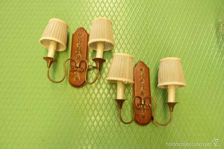 Vintage: PAREJA DE APLIQUES. 31X 34 cms. - Foto 1