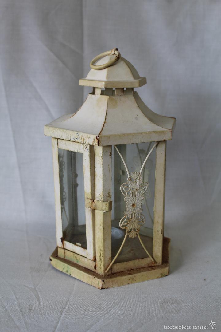 Vintage: FAROL EN METAL CON CRISTALES - Foto 1