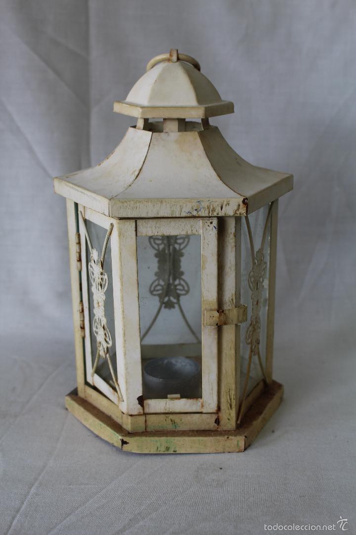Vintage: FAROL EN METAL CON CRISTALES - Foto 3