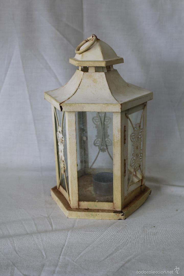Vintage: FAROL EN METAL CON CRISTALES - Foto 4