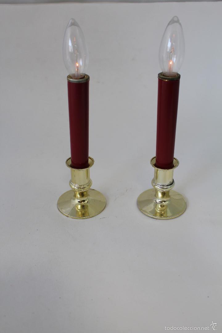 Vintage: pareja de candelabros con luces de bateria - Foto 1