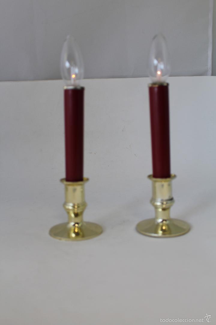 Vintage: pareja de candelabros con luces de bateria - Foto 2