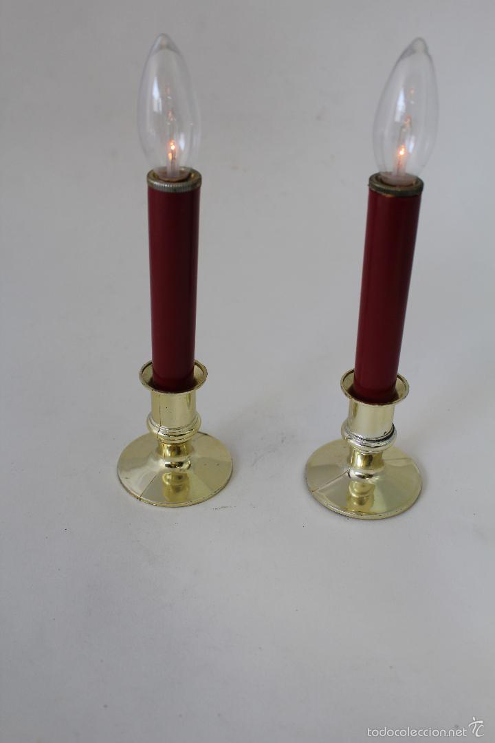 Vintage: pareja de candelabros con luces de bateria - Foto 3