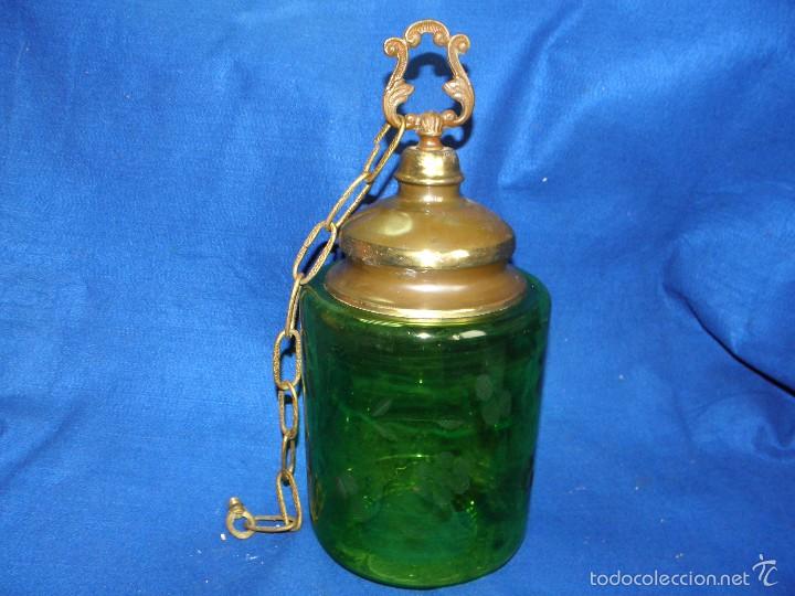 Vintage: LAMPARA DE TECHO CRISTAL VERDE - Foto 1