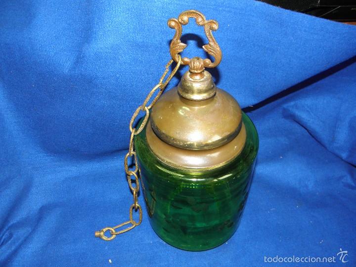 Vintage: LAMPARA DE TECHO CRISTAL VERDE - Foto 2
