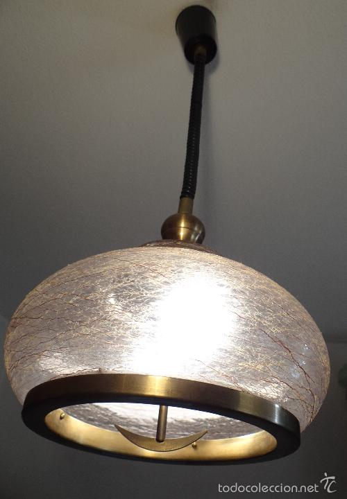 Vintage: LAMPARA VINTAGE. CRISTAL DECORADO. CABLE EXTENSIBLE. FUNCIONANDO. - Foto 1