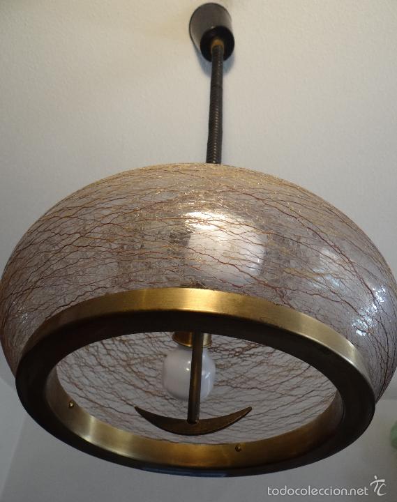 Vintage: LAMPARA VINTAGE. CRISTAL DECORADO. CABLE EXTENSIBLE. FUNCIONANDO. - Foto 3