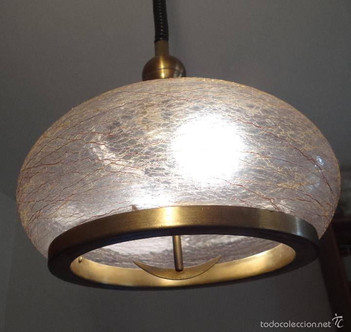 Vintage: LAMPARA VINTAGE. CRISTAL DECORADO. CABLE EXTENSIBLE. FUNCIONANDO. - Foto 4