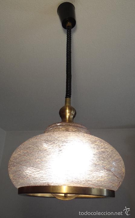 Vintage: LAMPARA VINTAGE. CRISTAL DECORADO. CABLE EXTENSIBLE. FUNCIONANDO. - Foto 6