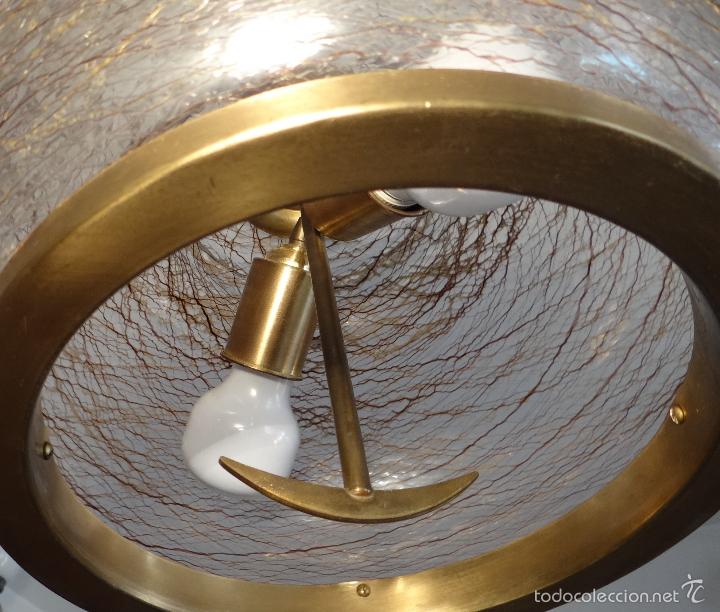 Vintage: LAMPARA VINTAGE. CRISTAL DECORADO. CABLE EXTENSIBLE. FUNCIONANDO. - Foto 7