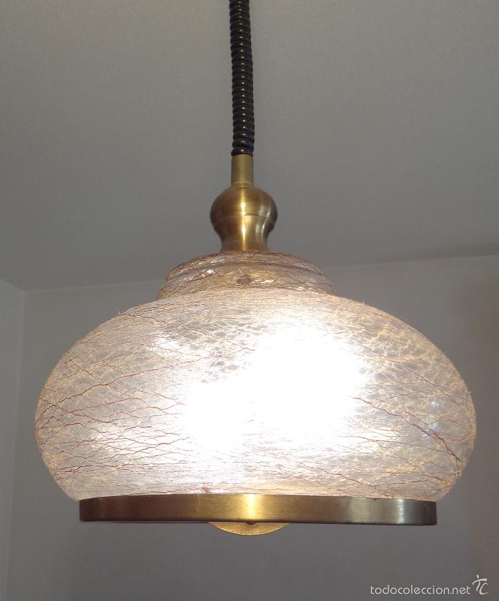 Vintage: LAMPARA VINTAGE. CRISTAL DECORADO. CABLE EXTENSIBLE. FUNCIONANDO. - Foto 8