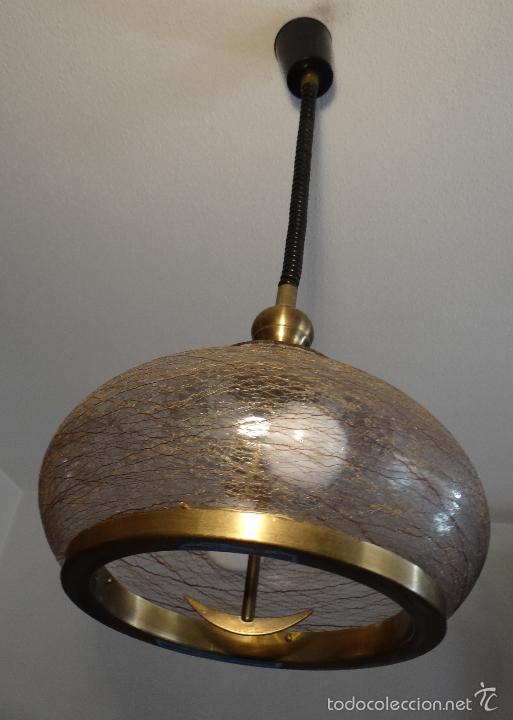 Vintage: LAMPARA VINTAGE. CRISTAL DECORADO. CABLE EXTENSIBLE. FUNCIONANDO. - Foto 9