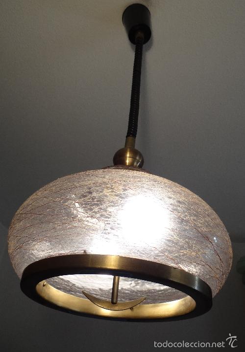 Vintage: LAMPARA VINTAGE. CRISTAL DECORADO. CABLE EXTENSIBLE. FUNCIONANDO. - Foto 10