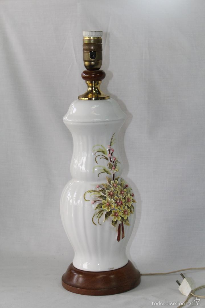 Vintage: PIE DE LAMPARA EN PORCELANA DE MANISES - Foto 1
