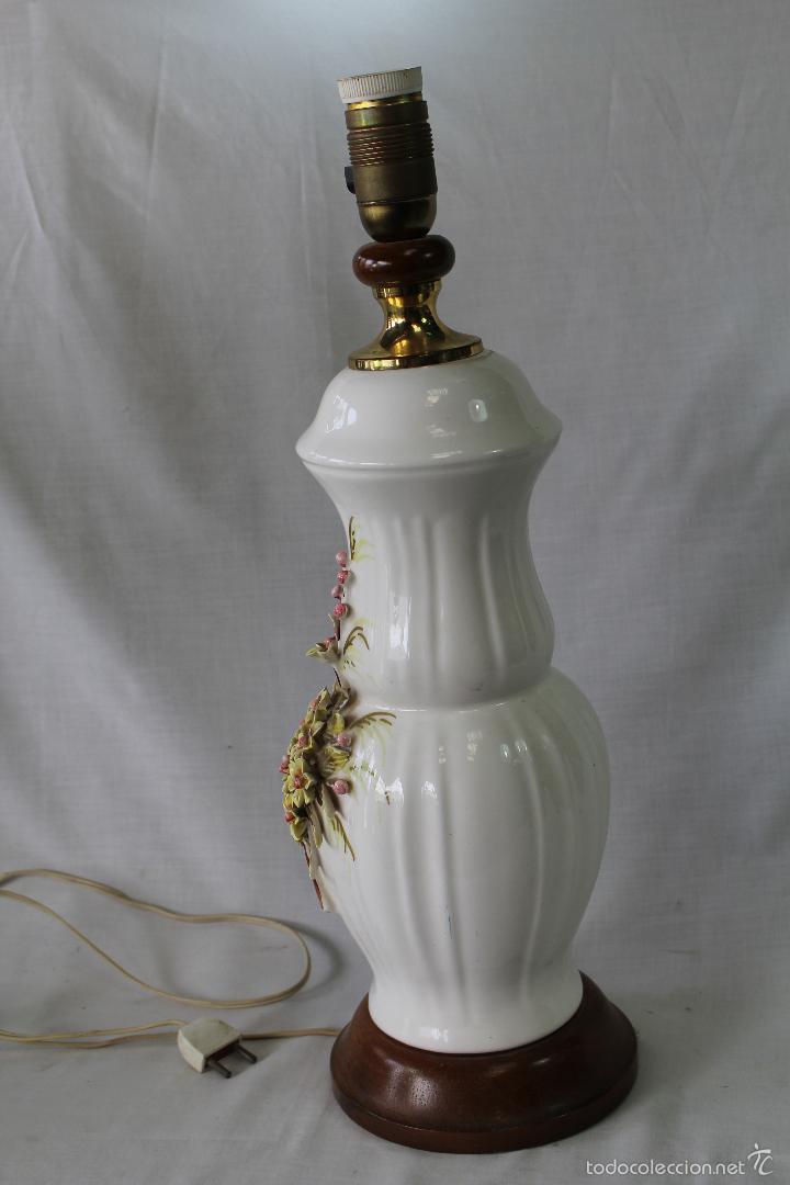 Vintage: PIE DE LAMPARA EN PORCELANA DE MANISES - Foto 4