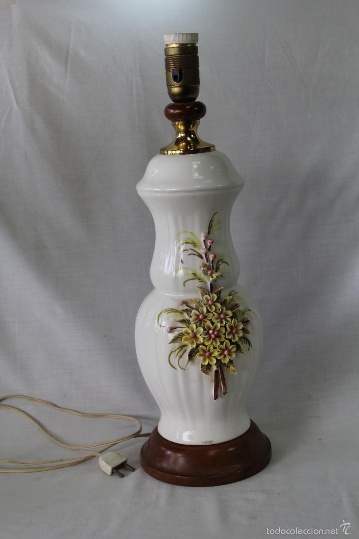 Vintage: PIE DE LAMPARA EN PORCELANA DE MANISES - Foto 5
