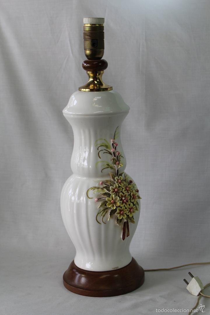 Vintage: PIE DE LAMPARA EN PORCELANA DE MANISES - Foto 6