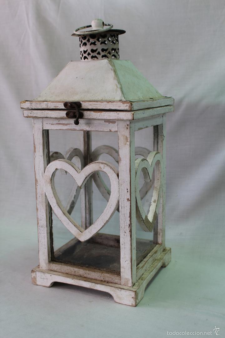 Vintage: farol en madera con cristales - Foto 3