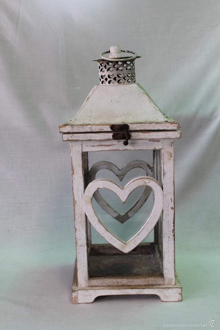 Vintage: farol en madera con cristales - Foto 4