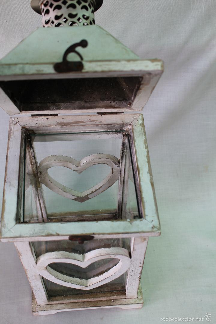 Vintage: farol en madera con cristales - Foto 5