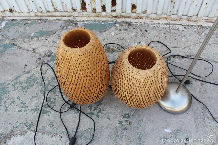 Vintage: 3 lamparas en metal y bambu - Foto 5