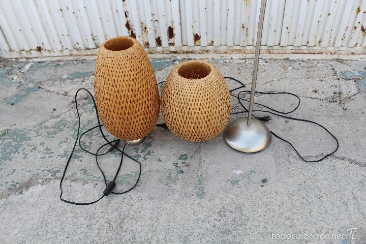 Vintage: 3 lamparas en metal y bambu - Foto 7