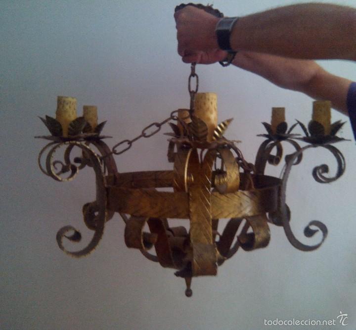 Vintage: GRAN L&Aacute;MPARA DE BRONCE 6 LUCES - Foto 1