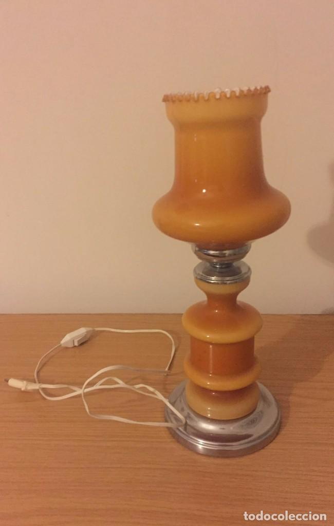 Vintage: LAMPARA DE OPALINA VINTAGE ESTILO QUINQUE, - Foto 1