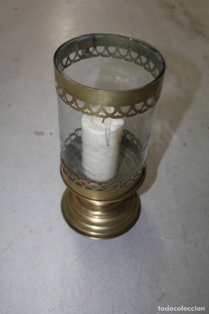 Vintage: lampara de vela farol en laton y cristal - Foto 4
