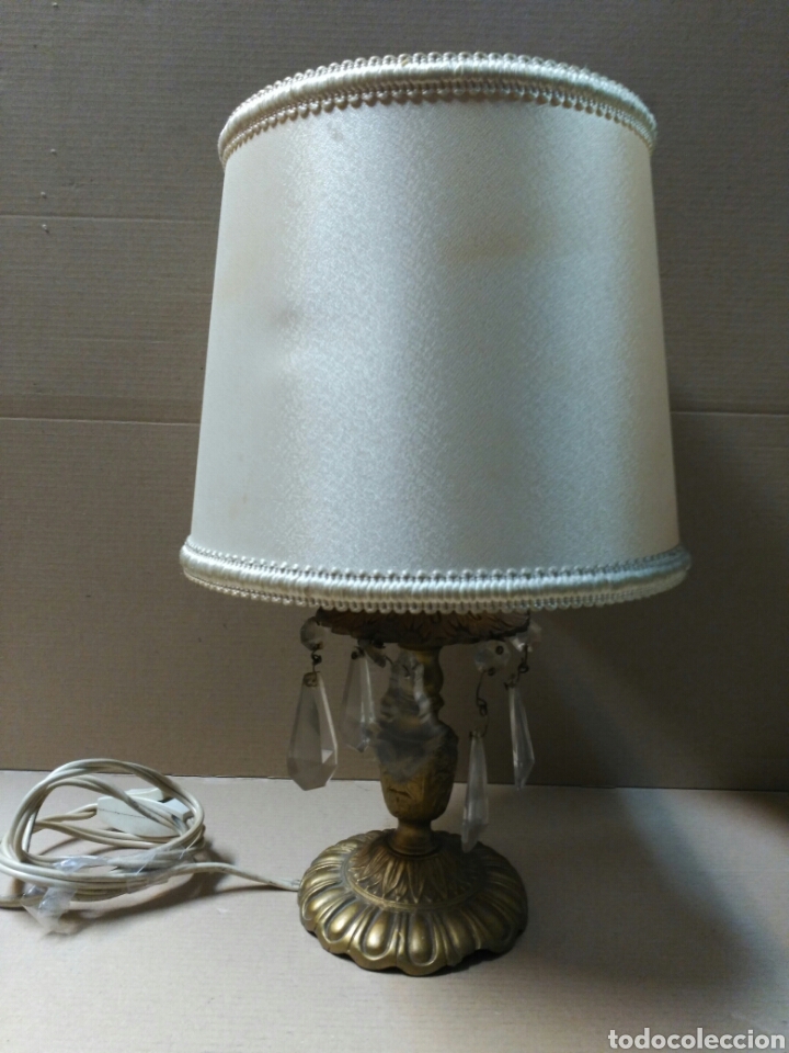 Vintage: Lampara de sobremesa con pie de bronce - Foto 1