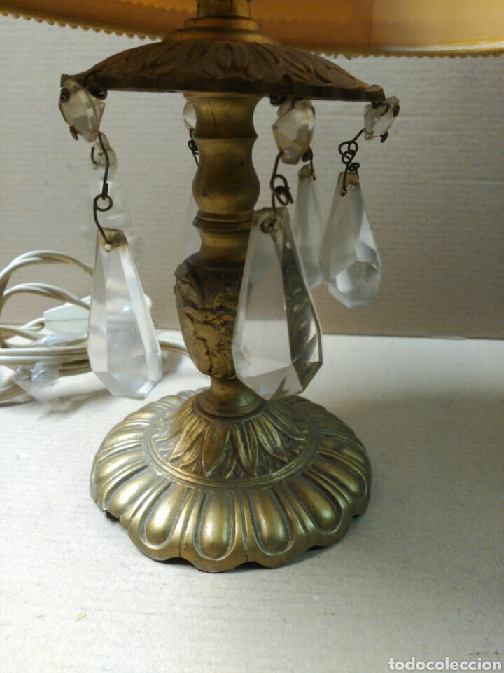 Vintage: Lampara de sobremesa con pie de bronce - Foto 6
