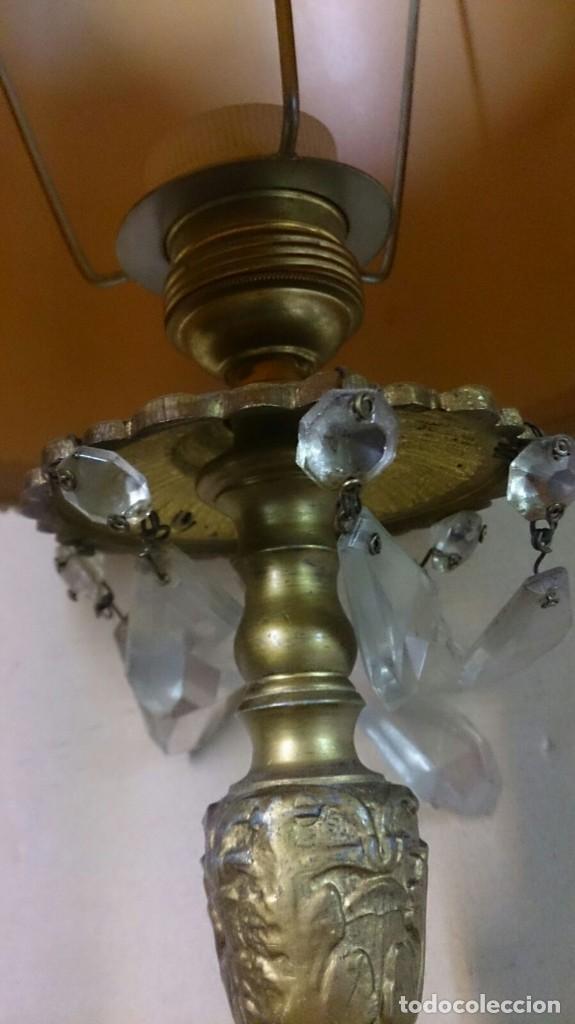 Vintage: Lampara de sobremesa con pie de bronce - Foto 4