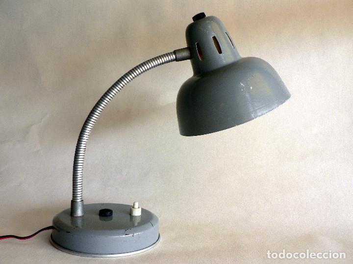 Vintage: FLEXO METALICO GRIS A&Ntilde;OS 50 60 - Foto 1