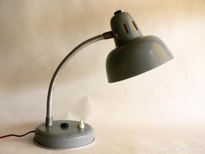 Vintage: FLEXO METALICO GRIS A&Ntilde;OS 50 60 - Foto 3