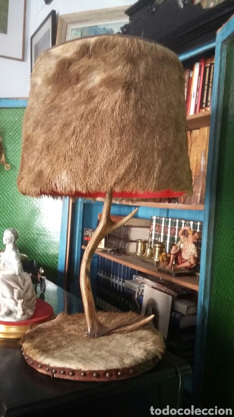 Vintage: l&aacute;mpara asta hueso piel - Foto 3