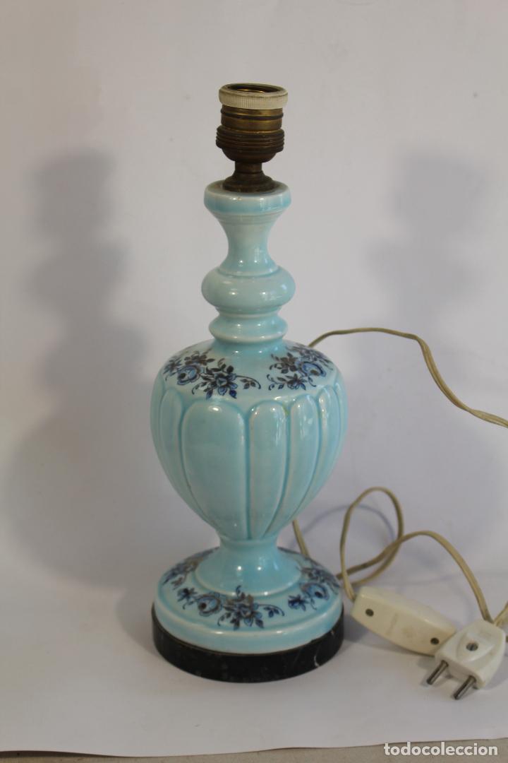 Vintage: Lampara de ceramica de Manises. Esmaltada en azul turquesa, - Foto 6