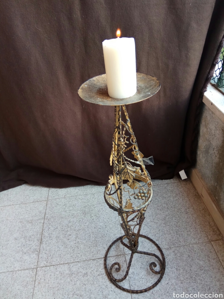 Vintage: Candelabro de pie, velario, palmatoria - Foto 1