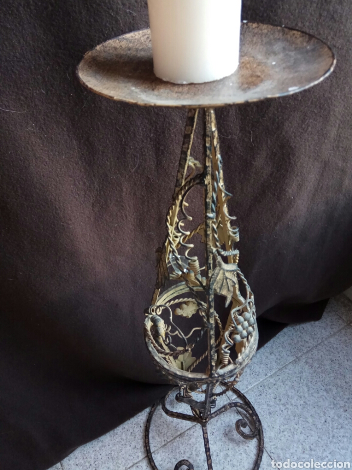 Vintage: Candelabro de pie, velario, palmatoria - Foto 3