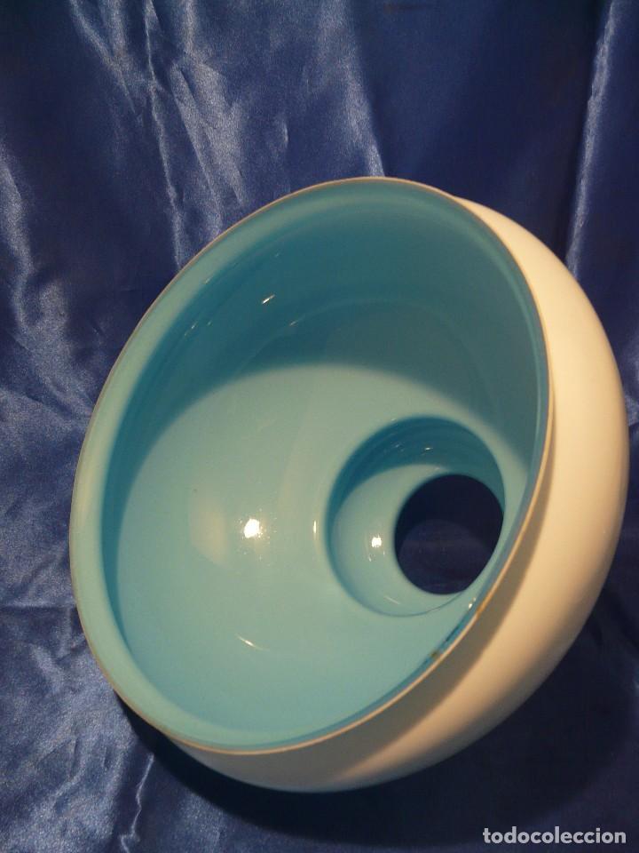 Vintage: Gran tulipa art deco para lampara en opalina azul - Foto 3