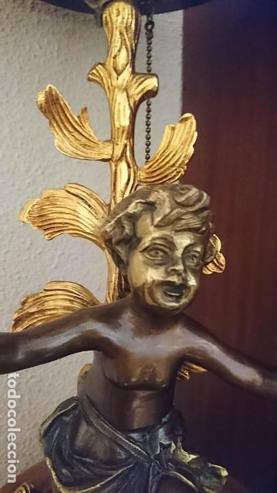 Vintage: L&Aacute;MPARA FIGURA &Aacute;NGEL BRONCE - Foto 2