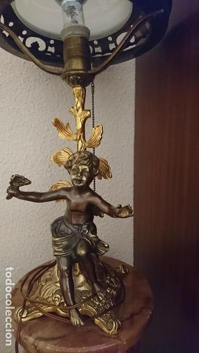 Vintage: L&Aacute;MPARA FIGURA &Aacute;NGEL BRONCE - Foto 4