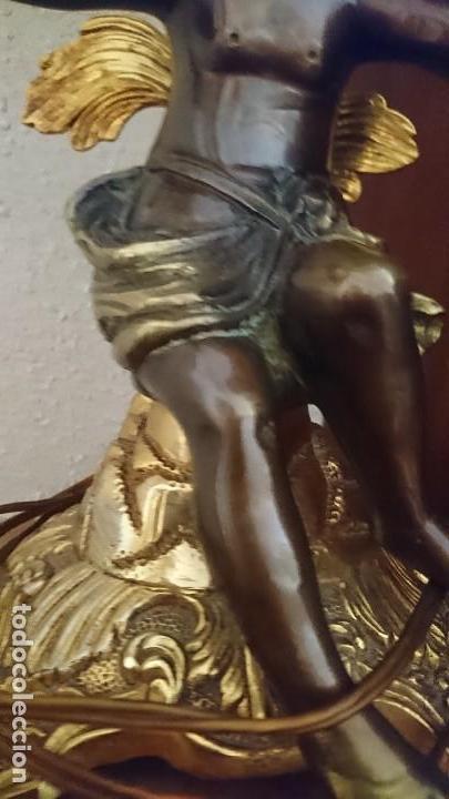 Vintage: L&Aacute;MPARA FIGURA &Aacute;NGEL BRONCE - Foto 5